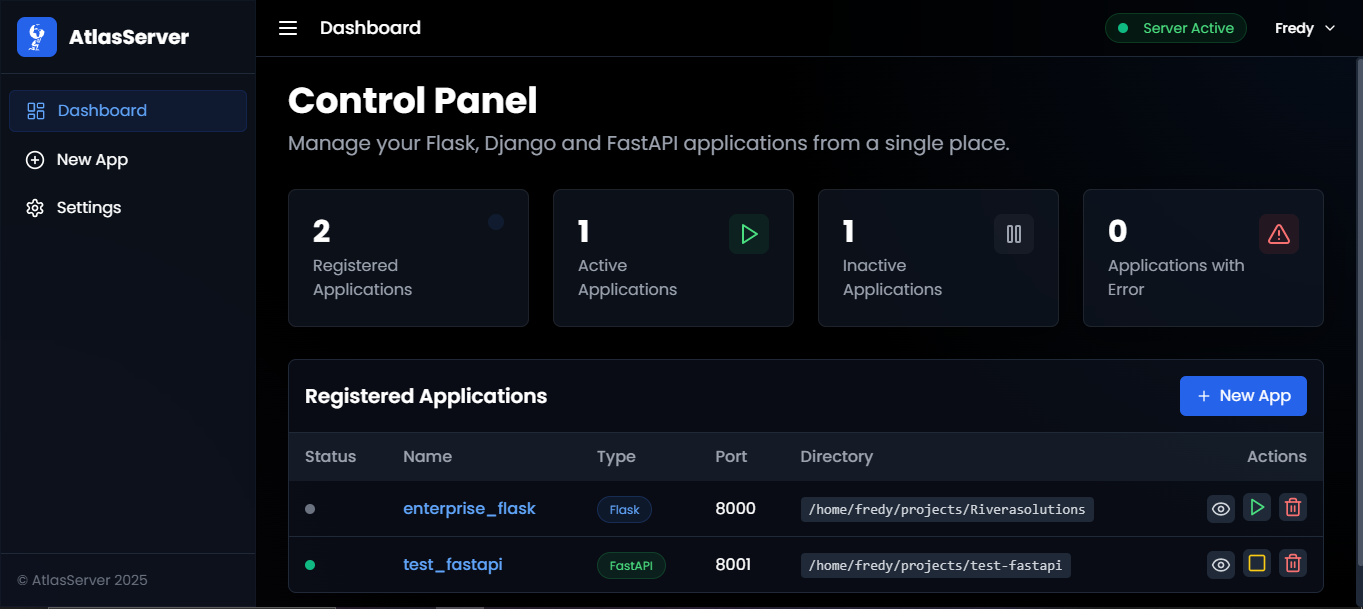 AtlasServer Dashboard